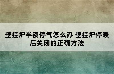 壁挂炉半夜停气怎么办 壁挂炉停暖后关闭的正确方法